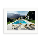 Illustrative matte-white framed preview with white inner border of Poolside Loungers by Slim Aarons. Proportions vary by size.