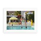 Illustrative matte-white framed preview with white inner border of Poolside Gathering by Slim Aarons. Proportions vary by size.