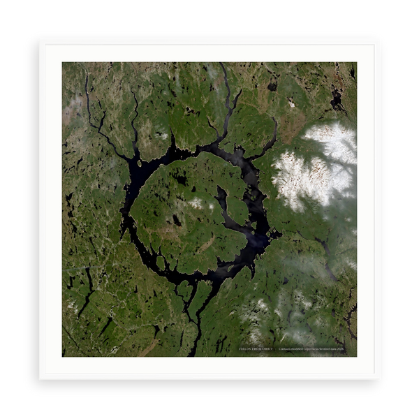 The Impact Ring No. 1 — illustrative matte-white framed paper print with white mat; proportions vary by size.