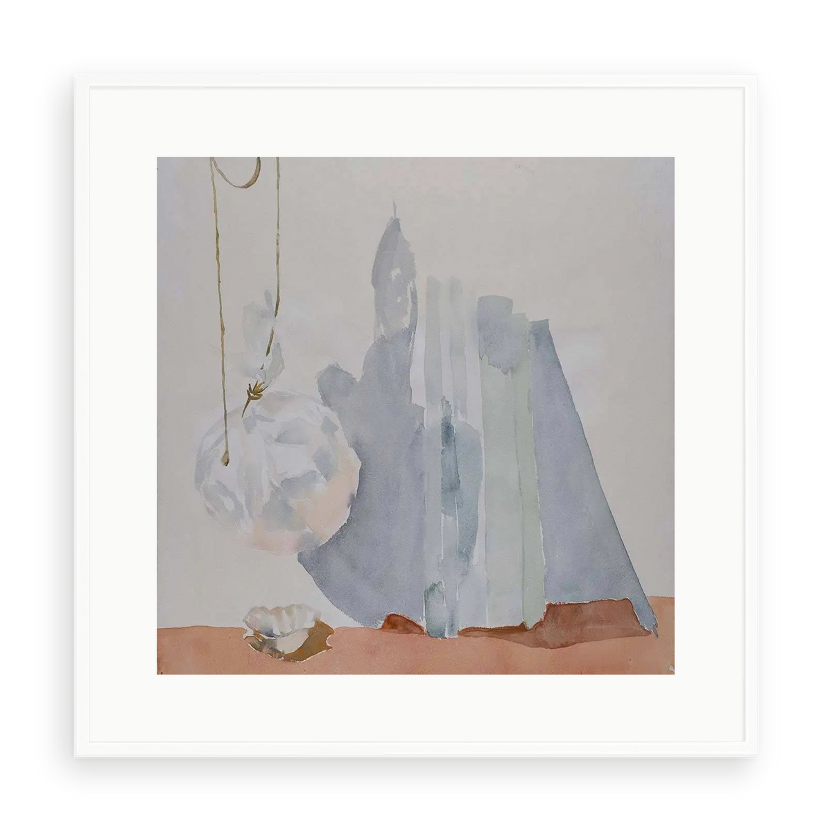 Abstraction in Grey and Pink by Encarnacion Portal Rubio — illustrative matte-white framed paper print; original artwork and mat preserved.