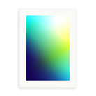 Transcolored by A Gerber — illustrative matte-white framed preview with a white mat. Proportions vary by size.