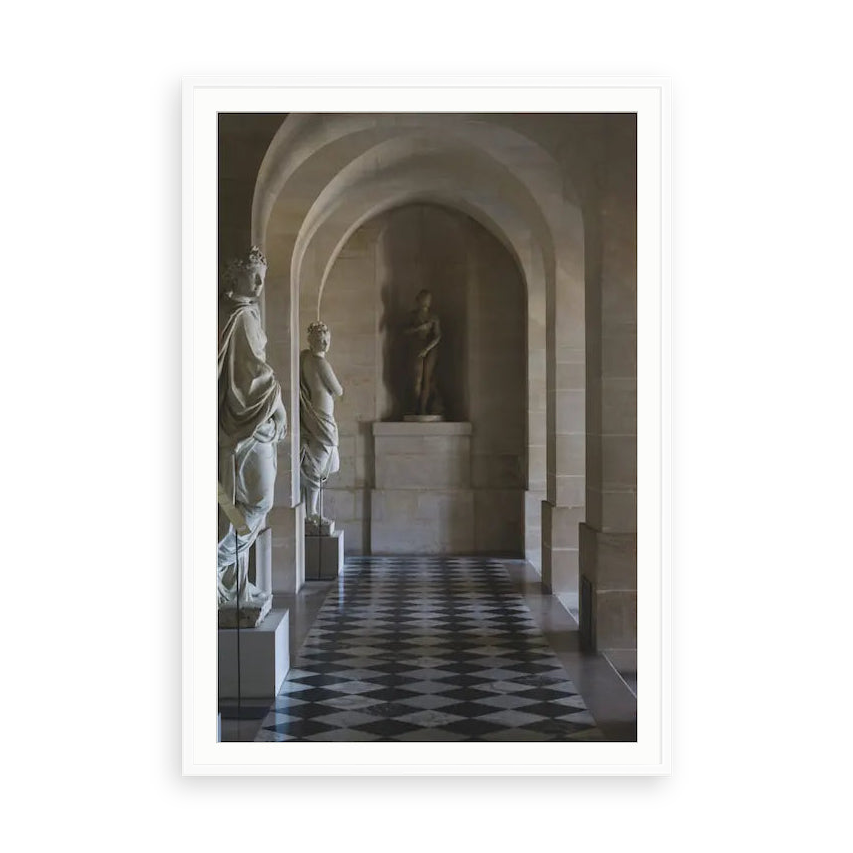 Clairobscur by R. Rivera — illustrative matte-white framed paper print with white mat; proportions vary by size.