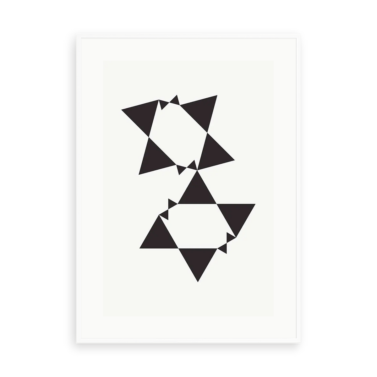 White Tie Modern 1 by Alejandro Franseschini — illustrative matte-white framed preview with a white mat. Proportions vary by size.