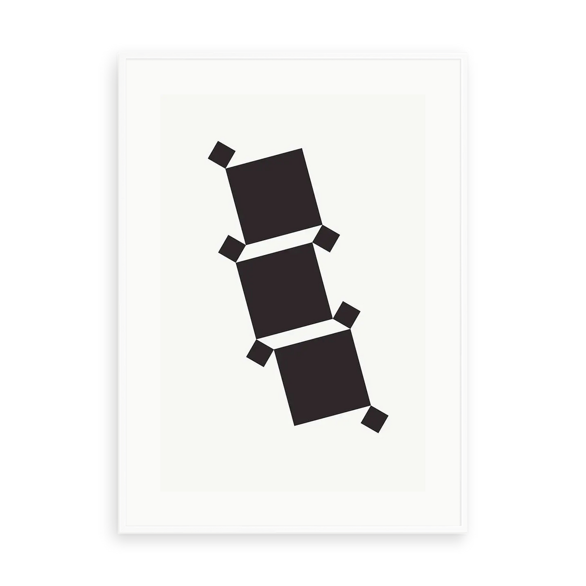 White Tie Modern 3 by Alejandro Franseschini — illustrative matte-white framed preview with a white mat. Proportions vary by size.
