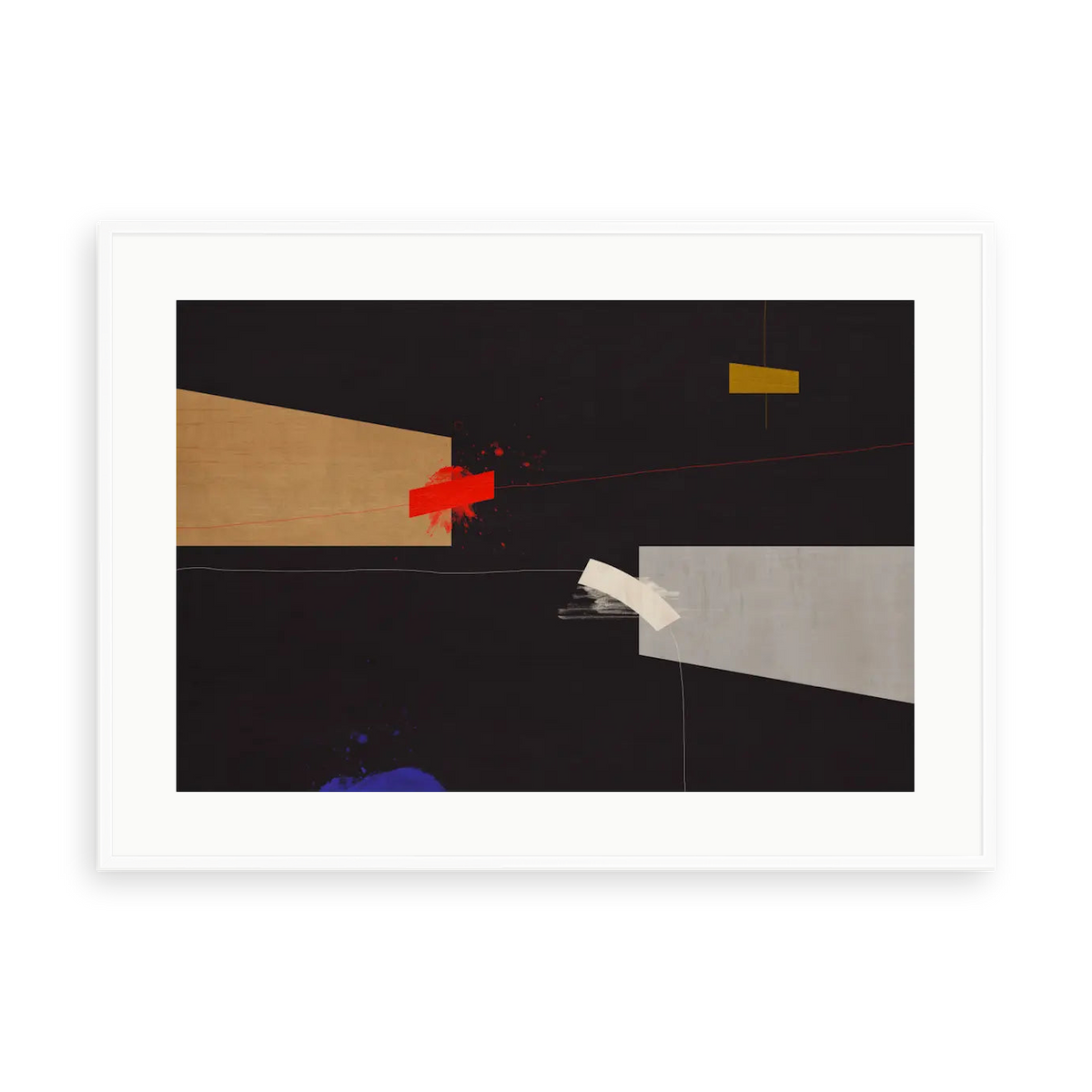 Feeling Free with Blue by Alejandro Franseschini — illustrative matte-white framed preview with a white mat. Proportions vary by size.