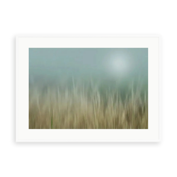 Bliss by Karen Thom — illustrative matte-white framed preview with a white mat. Proportions vary by size.