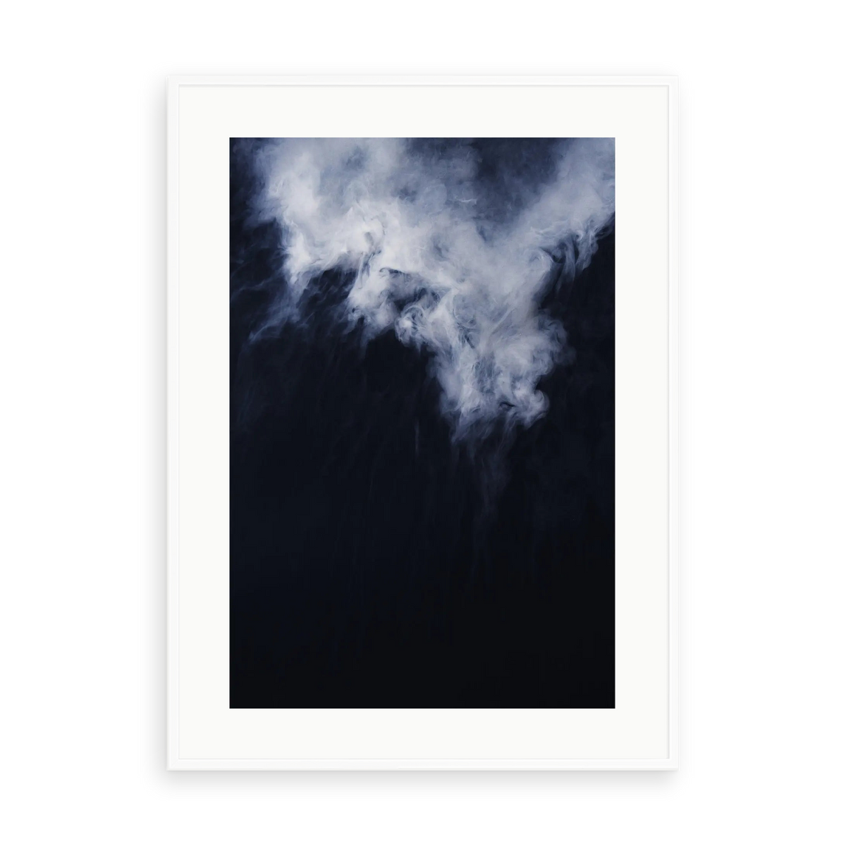 Abstract Waters by Enric Gener — illustrative matte-white framed preview with a white mat. Proportions vary by size.