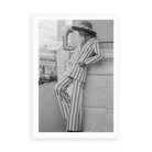 Stripy Chic by Mike McKeown — illustrative matte-white framed paper print with white mat; proportions vary by size.