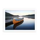 Tranquil Morning at Lake Cascapedia, Quebec — illustrative matte-white framed paper print with white mat; proportions vary by size.