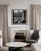 September Affair, Rome by Slim Aarons displayed in a contemporary living room, bringing cinematic history and Italian cultural elegance to designer-grade wall decor.