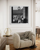 September Affair, Rome by Slim Aarons displayed in an elegant dining room, complementing sophisticated interiors with timeless cinematic imagery.