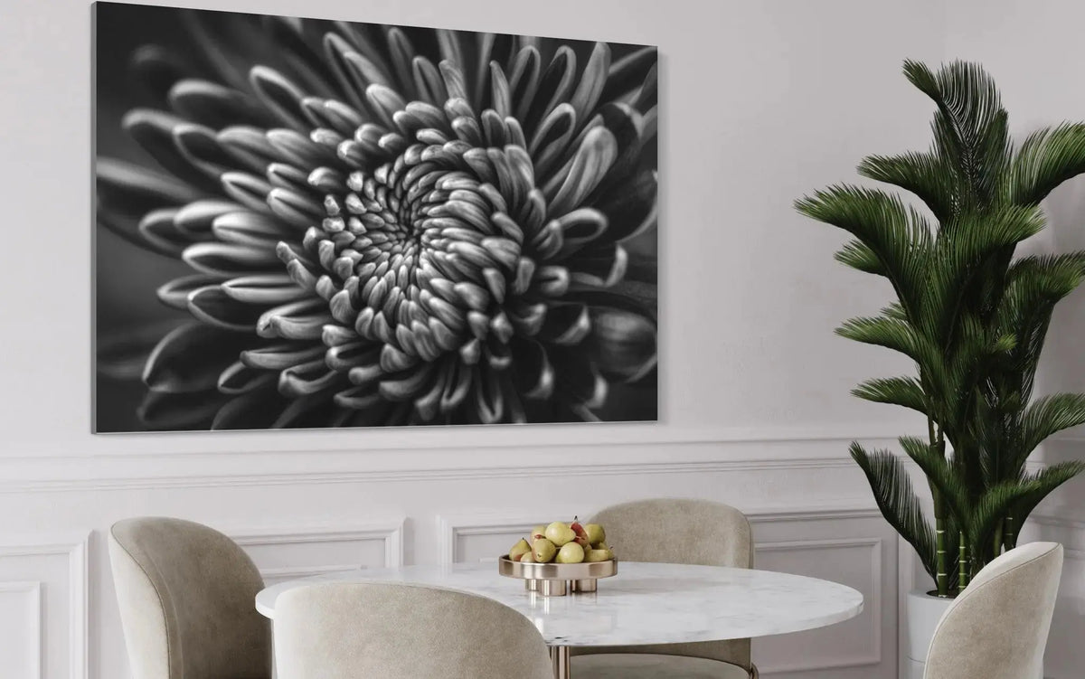 Silver Dahlia by C. Quintero featured in an elegant interior space
